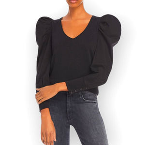 Nation LTD Jenna Cuffed Combo Tee M Purple RARE Puff Sleeve Peru Cotton NWOT